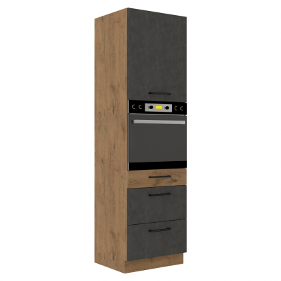 Magas szekrény, tölgy lancelot/szürke matt, VEGA 60 DPS-210 3S 1F