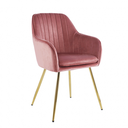 Dizájn fotel, rózsaszín Velvet szövet/gold króm-arany, ADLAM