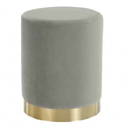Puff, szürke Velvet anyag/gold króm-arany, ALAZ