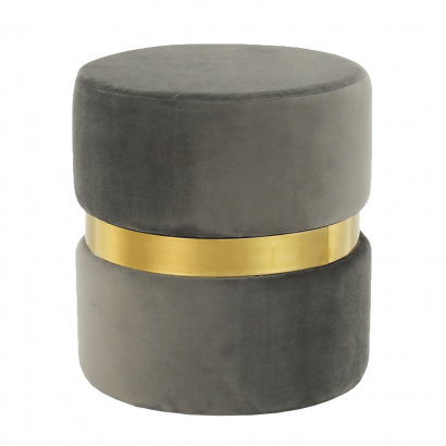 Puff, szürkésbarna Velvet anyag/arany festés, VIZEL