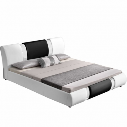 Modern ágy, fehér/fekete, 180x200, LUXOR