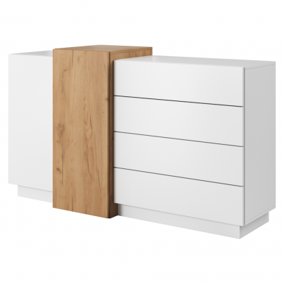Komód 2D4S, fehér/tölgy craft arany, TRIO