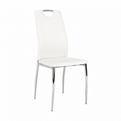 Szék, textilbőr fehér/króm, ERVINA