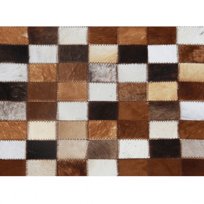 Luxus bőrszőnyeg, barna/fekete/fehér, patchwork, 200x304, bőr TIP 3
