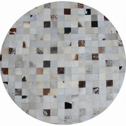 Luxus bőrszőnyeg, fehér/szürke/barna , patchwork, 200x200, bőr TIP 10