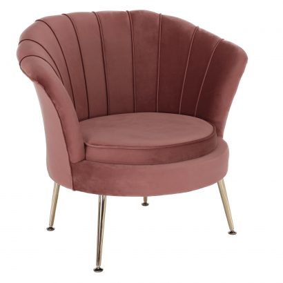 Fotel Art-deco stílusban, rózsaszín Velvet anyag/gold króm-arany, NOBLIN NEW