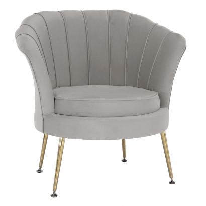 Fotel Art-deco stílusban, szürke-kék Velvet anyag/gold chróm-arany, NOBLIN NEW