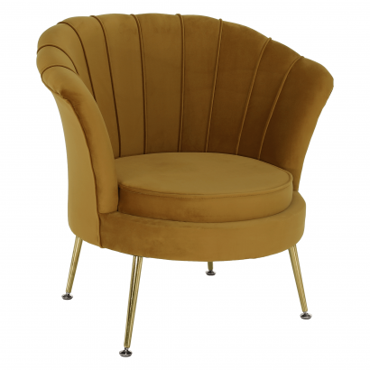 Fotel Art-deco stílusban, mustár színű Velvet anyag/gold chróm-arany, NOBLIN NEW