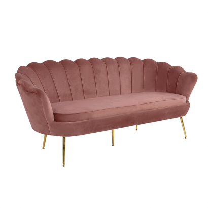 Luxus heverő, 3-as ülés, rózsaszín Velvet szövet/króm arany, Art-deco stílus, NOBLIN NEW