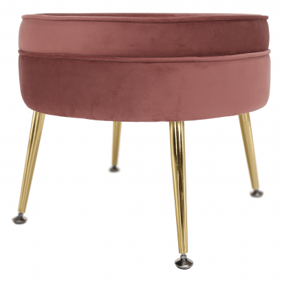 Luxus zsámoly/puff, rózsaszín Velvet szövet/króm arany, Art-deco, NOBLIN NEW TYP 1