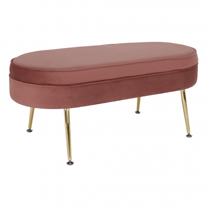 Luxus zsámoly/puff, rózsaszín Velvet szövet/króm arany, Art-deco, NOBLIN NEW TYP 2