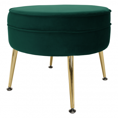 Luxus zsámoly/puff, smaragd Velvet szövet/króm arany, Art-deco, NOBLIN NEW TYP 1