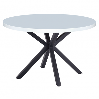 Étkezőasztal, fehér matt/fekete, átmérő 120 cm, MEDOR