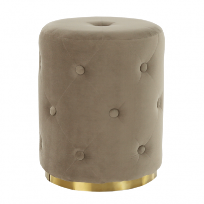 Puff, szürkésbarna TAUPE Velvet anyag/arany festés, BEKEN