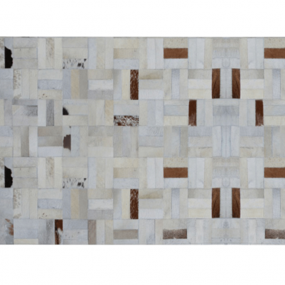 Luxus bőrszőnyeg, fehér/szürke/barna , patchwork, 170x240, bőr TIP 1
