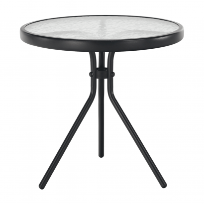 Kerti kisasztal, fekete acél/edzett üveg, HABIR