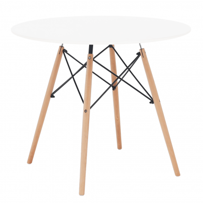 Étkezőasztal,  fehér/bükk, átmérő 90 cm, GAMIN 2 NEW 90