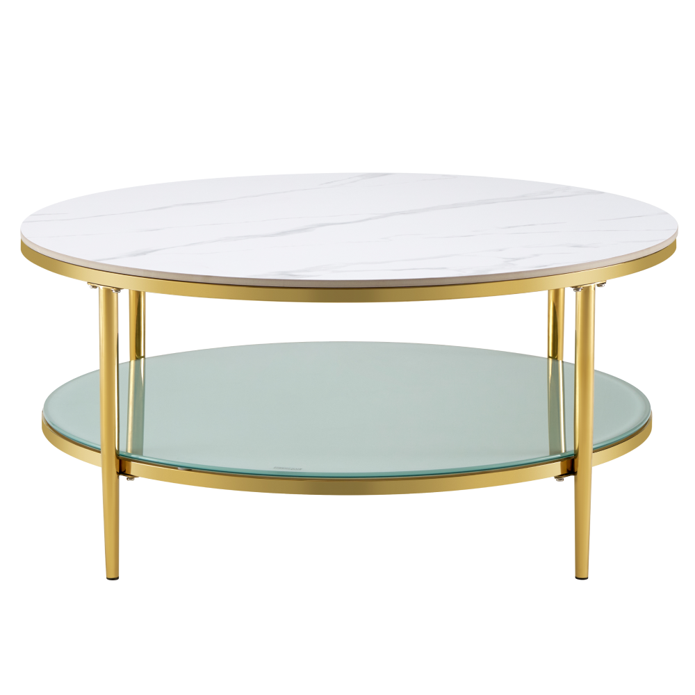 Dohányzóasztal. világos márvány/tejes/gold króm-arany. ENION 2 NEW