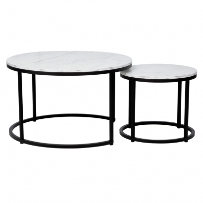 Dohányzóasztalok. 2 db-os szett. fehér/fekete. CIRKO