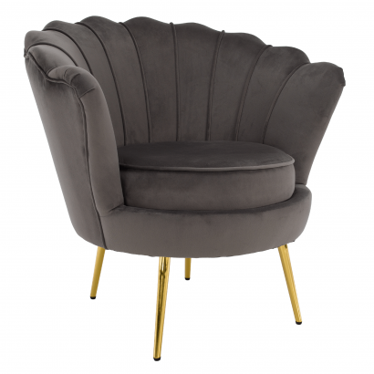 Art-deco stílusú fotel. szürkésbarna Velvet szovet/gold arany króm. NOBLEO