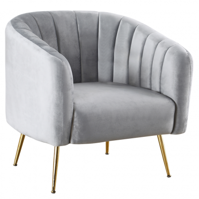 Design fotel. szürke Velvet szovet/gold króm-arany. BAGY