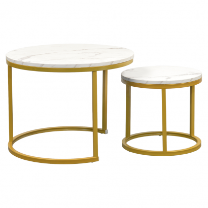 Dohányzóasztal. 2 db-os szett. arany/márvány imitáció. DAMON