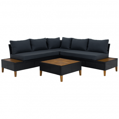 Kerti rattan szett. akácfa. fekete/szürke/természetes. MALKOM Kerti rattan szett. akácfa. fekete/szürke/természetes. MALKOM