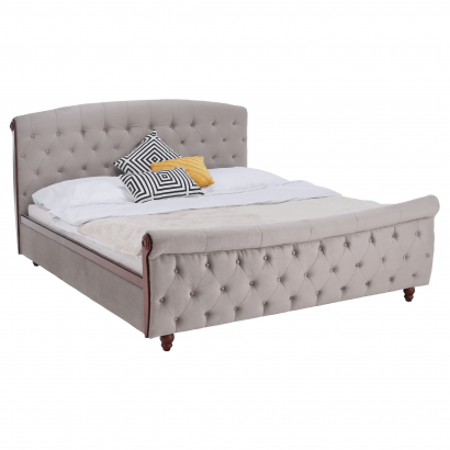 Ágy ágyráccsal. 180x200. szürkésbarna Taupe Velvet szovet. BARETO