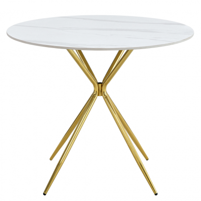 Étkezőasztal. fehér márvány/gold arany króm. átmérő 90 cm. MEKNER