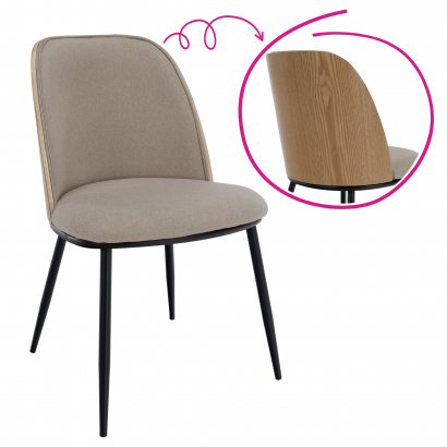 Étkezőszék. bézses barna/natúr fa/fekete. VUDIA