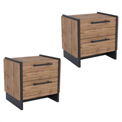 Éjjeliszekrény. 2 db-os szett. wotan tolgy/fekete. AMONI 2S