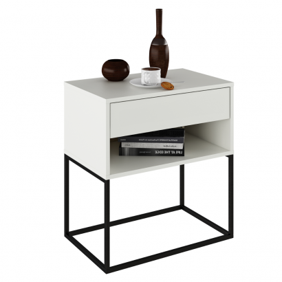 Éjjeliszekrény/kisasztal. fehér/fekete. ARTI TYP 2