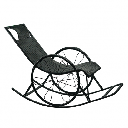 Hintaszék. rattan/fém. fekete. ROKIN