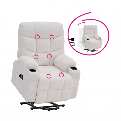 Állítható masszázs fotel. fehér. HUDSON