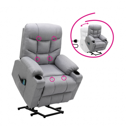 Állítható masszázs fotel. világosszürke. HUDSON