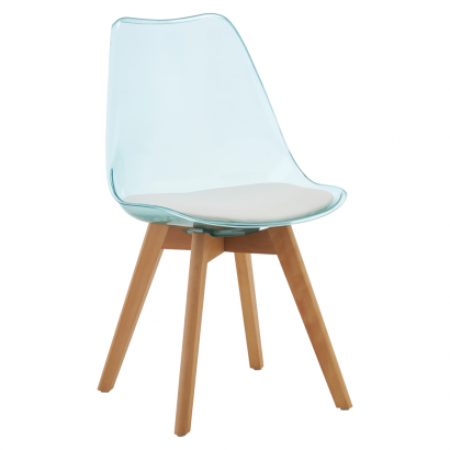 Szék. átlátszó zold. akril/ekobőr/bükk. BALI 3 NEW