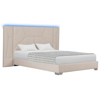 Ágy ágyráccsal és LED világítással. 160x200. bézs Velvet szovet. ALTESA