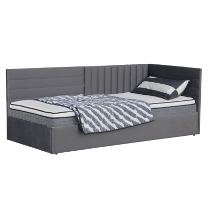 Ágy ágyráccsal. 90x200. szürke Velvet szovet. MEVIA