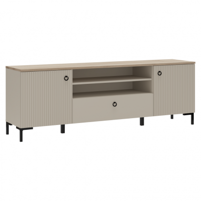 TV-állvány. szürkésbarna Taupe/silverjack tolgy. DOMCA 2D1S