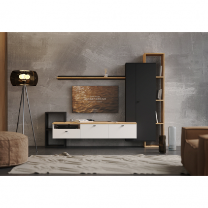 Nappali fal. fekete/fehér/arany craft tolgy. DENISO