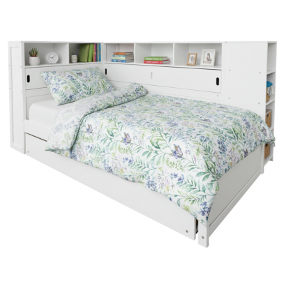 Ágy polcokkal és pótággyal. fehér. 90x200. LENDON