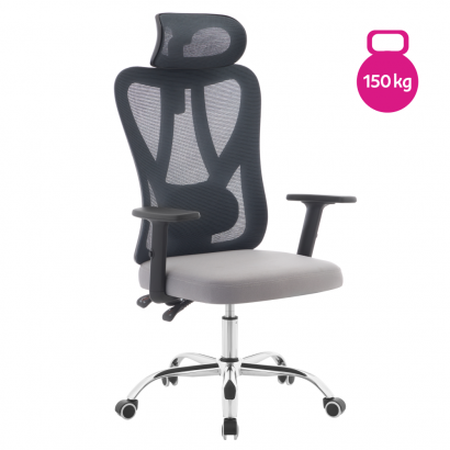 Irodai szék. sotétszürke/világosszürke/króm. teherbírás 150 kg. ADEMIR