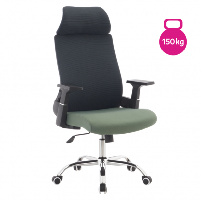 Irodai szék. sotétszürke/zold/króm. teherbírás 150 kg. HOLGER