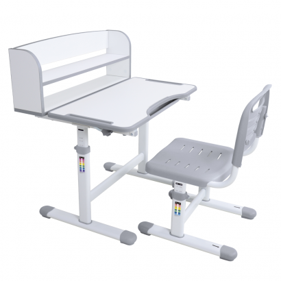 Novekvő íróasztal és szék. szürke/fehér. set ZION