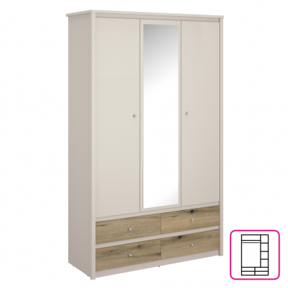 Szekrény tükorrel. kasmír/evoke tolgy. KAROS 3D4S