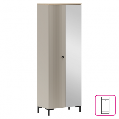 Szekrény tükorrel. szürkésbarna Taupe/silverjack tolgy. DOMCA 2D