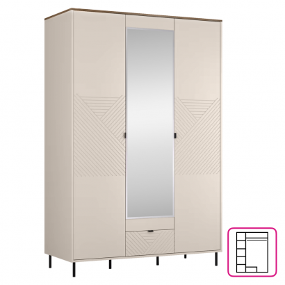 Szekrény. kasmír/castello tolgy. EYCO 3D1S