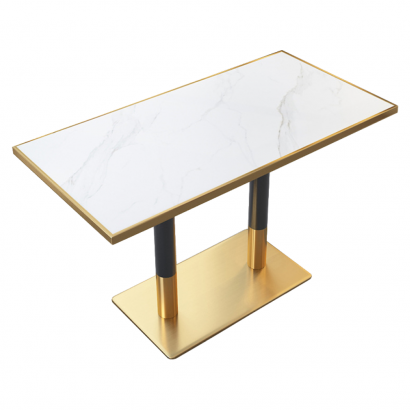Bisztró asztal. fehér márvány/fekete/arany. 120x70 cm. DARIAN
