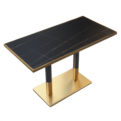 Bisztró asztal. fekete márvány/fekete/arany. 120x70 cm. DARIAN