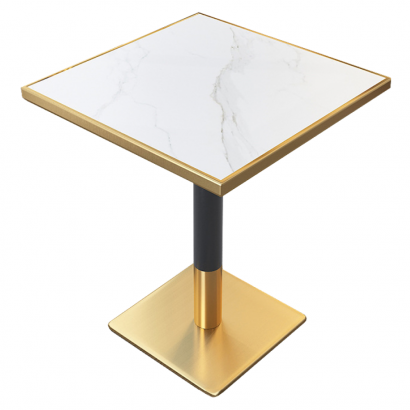 Étkező bisztró asztal. fehér márvány/fekete/arany. 70x70 cm. PRESTON